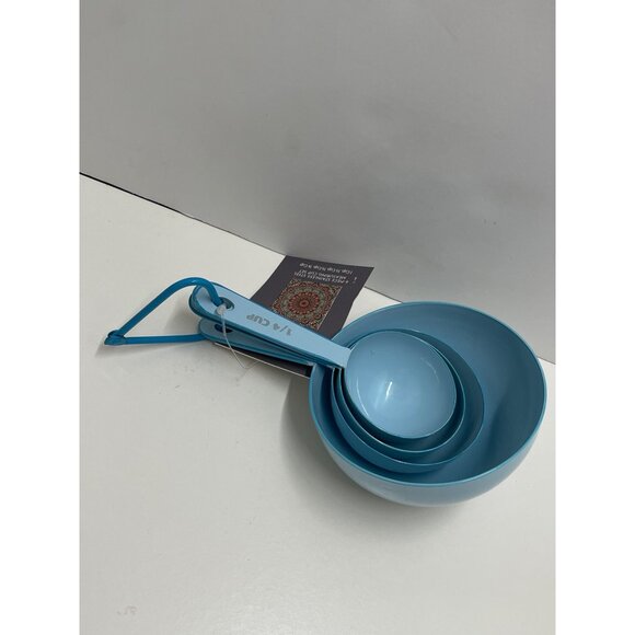 Bohemian 4-Piece Stainless Steel Measuring Cup Set 1 Cup 1/2 1/3 1/4 Blue Finish - Picture 7 of 8